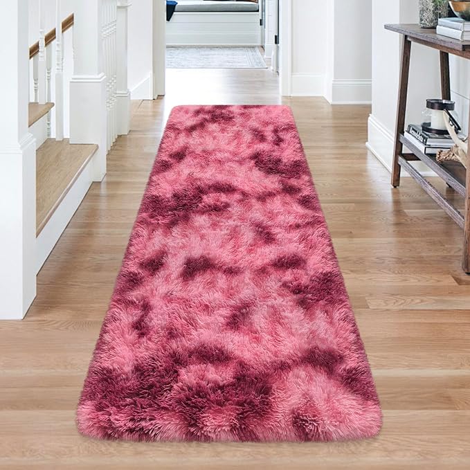 Tie-Dyed Red 2x6 Machine Washable Runner Rugs - Image 3