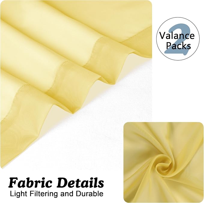 Chyhomenyc Mustard Yellow Sheer Valances - Image 8