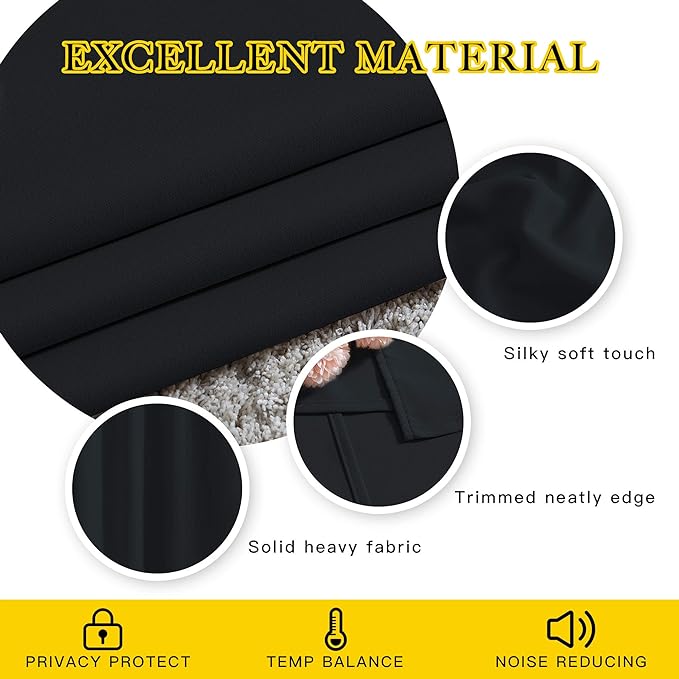 NICETOWN Black Blackout Curtains 78 inches Long 2 Panels Burg - Image 4