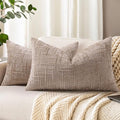 decorUhome Oatmeal Chenille Throw Pillow Covers 12x20 Set of 2 Textured Soft by decorUhome