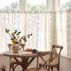 jinchan Belrose Linen Floral Cafe Curtains 54 Inch Length Embroidered Farmhouse - Image 3
