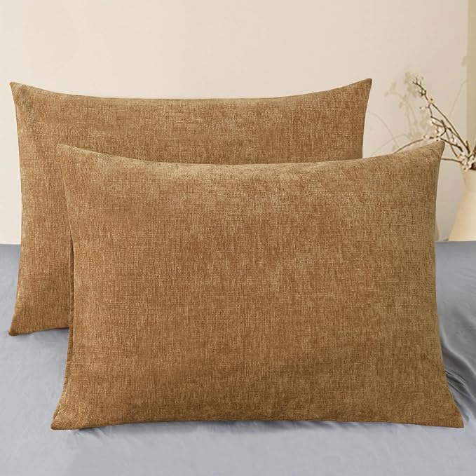 CaliTime Throw Pillow Covers Decorative 20 X 26 Inches Pack of 2 Cozy Chenille by CaliTime