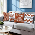 Hexagram Geometric Burnt Orange Pillow Covers 18x18 Set of 4, Decorative - Image 7