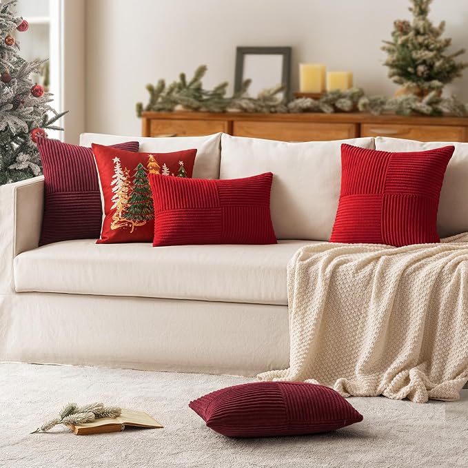 MIULEE Christmas Red Decorative Lumbar Throw Pillow Covers 12x20 Inch - Image 4