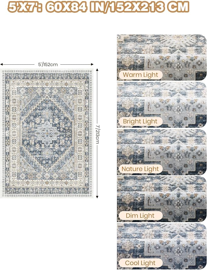 Area Rugs 5x7, Ultra-Thin Washable Rugs - Image 2