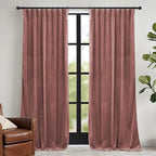 RYB HOME Dusty Pink Velvet Curtains 84 inch, Room Darkening Window Curtains by RYBHOME
