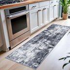 KOZYFLY Modern Abstract Runner Rug 2x6 Washable Grey/Black/Black Runners - Image 3