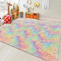 Fluffy Rainbow Colorful Area Rug by JiaoBaba