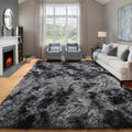 ONASAR Area Rugs for Bedroom Living Room, Fluffy Tie-Dyed Dark Grey 4x6 Indoor by ONASAR
