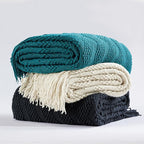BOURINA Teal Throw Blanket 50x60 Inches Throw Textured Solid Soft Ripple Throws - Image 6