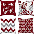 Hexagram Geometric Burgundy Pillow Covers 18x18 Set of 4, Decorative Outdoor by Hexagram