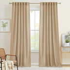 RYB HOME Linen Sheer Curtains for Living Room Bedroom, Back Tab 108 inches by RYBHOME