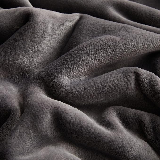 KMUSET Fleece Blanket Dark Grey Queen Size Lightweight Cozy Plush Microfiber - Image 5