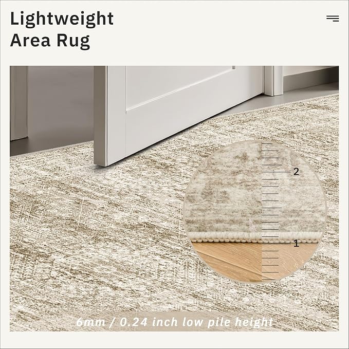 3x5 Rug, Small Area for Kitchen, Machine Washable Non-Slip Throw Rug, Vintage - Image 7