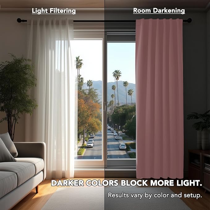 Deconovo Blackout Curtains, Thermal Insulated, W42 x L72 2 Panels, Back Tab - Image 3
