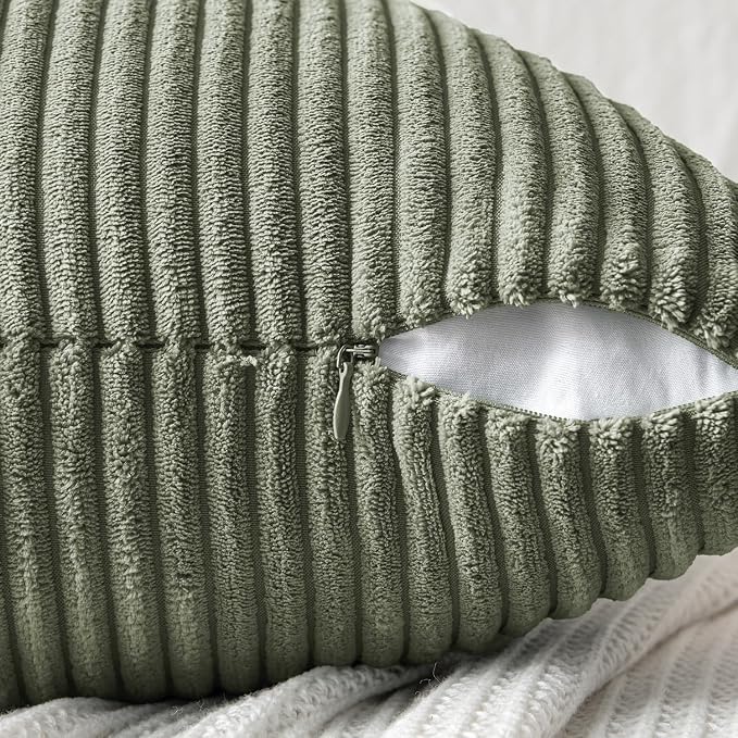 MIULEE Light Olive Green Decorative Throw Pillow Covers 18x18 Inch - Image 3