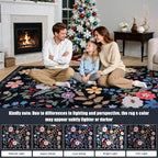 Area Rugs 9x12 Living Room: Floral Washable Rug Vintage Large Soft Boho - Image 9