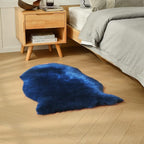 duduta Navy Blue Faux Sheepskin Throw Rug 2x3 ft, Fluffy Shag Fur Chair Cover - Image 5
