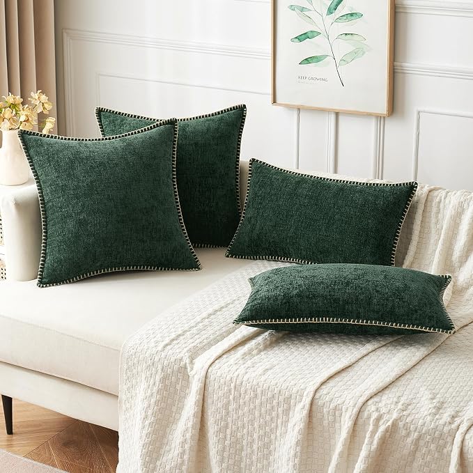 MIULEE Pack of 2 Christmas Pillow Covers 20x20 Inch Dark Green Farmhouse - Image 8