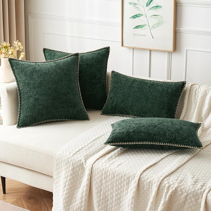 MIULEE Pack of 2 Christmas Pillow Covers 16x16 Inch Dark Green Farmhouse - Image 8