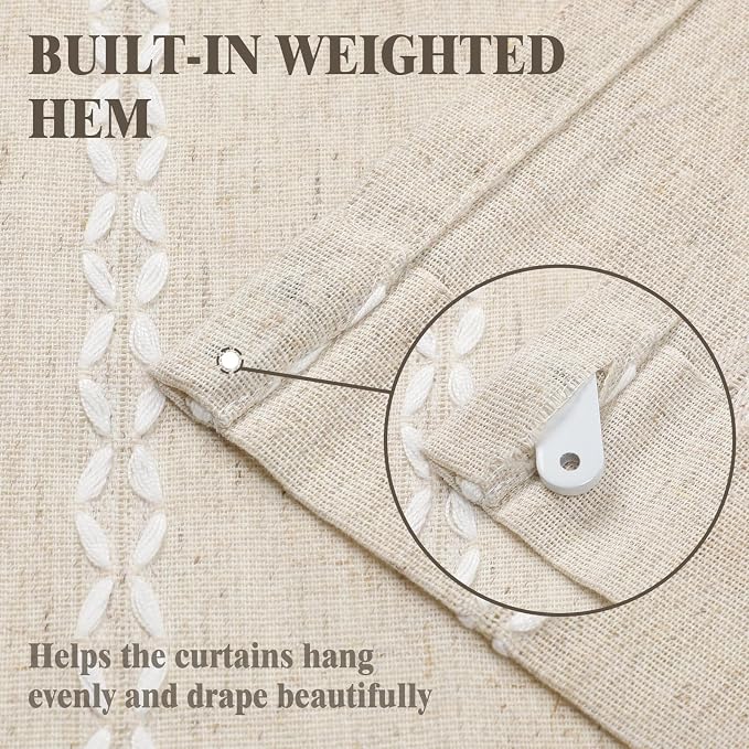 Pinch Pleated Look Light Filtering Curtains 84 Inch Length, 2 Panels Linen - Image 4