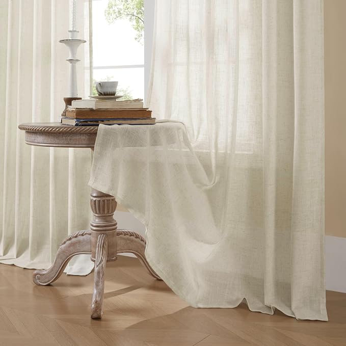 Joydeco Linen Curtains 90 Inch Length 2 Panel Sets, Light Filtering Curtains - Image 5