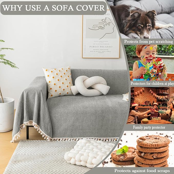 HANDONTIME Couch Slipcovers for Sofas Dark Grey Couches Cover Sofa Cover for - Image 4