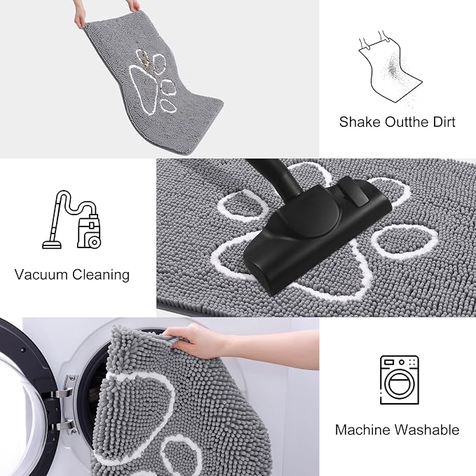 Smiry Dog Door Mat for Muddy Paws, Absorbent Dirt Trapper Non Slip Quick Dry - Image 6