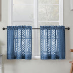 Simplebrand Sheer Dusty Blue Kitchen Curtains 24 Inch Length Tier Curtains 2 by Simplebrand
