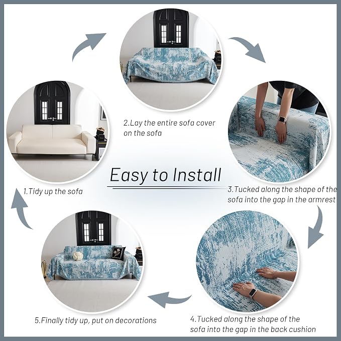 MYSKY HOME Boho Couch Cover for Dogs Washable Sage Abstract Couch Sofa - Image 5
