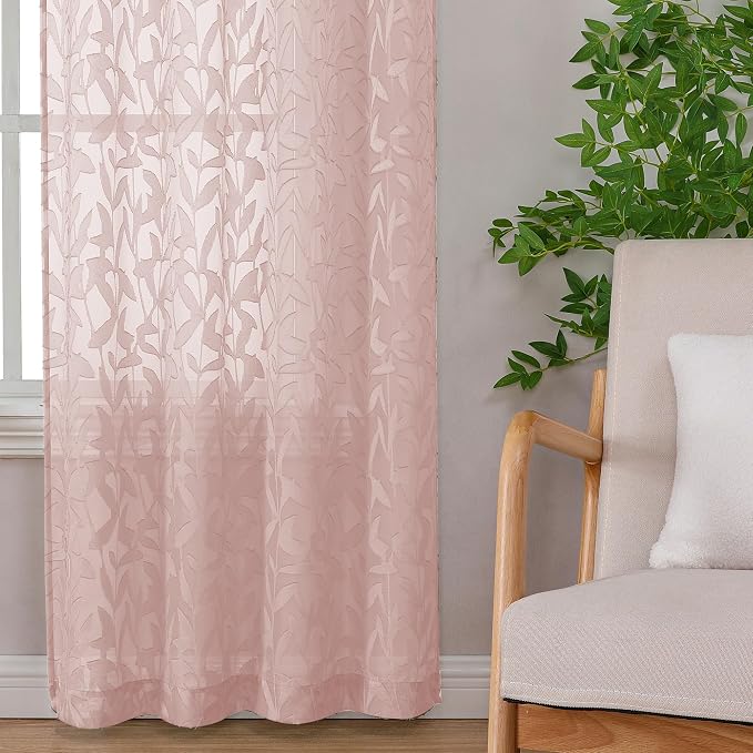 Lecloud Leia Semi Sheer Pink Curtains - Image 7