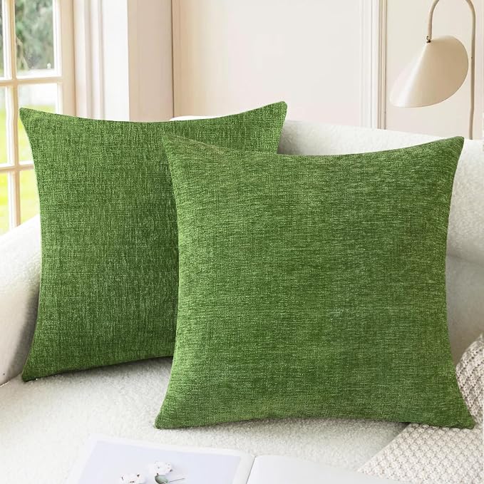 CaliTime Throw Pillow Covers Decorative 24 X 24 Inches Pack of 2 Cozy Chenille by CaliTime