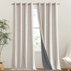 NICETOWN Brich Vintage Open Linen Weave Flax Thermal Curtains, 100% Blackout - Image 2
