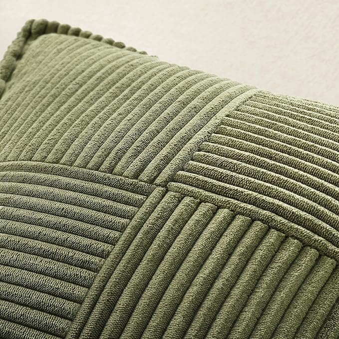 MIULEE Olive Green Corduroy Decorative Euro Sham Pillow Covers 24x24 Inch - Image 5