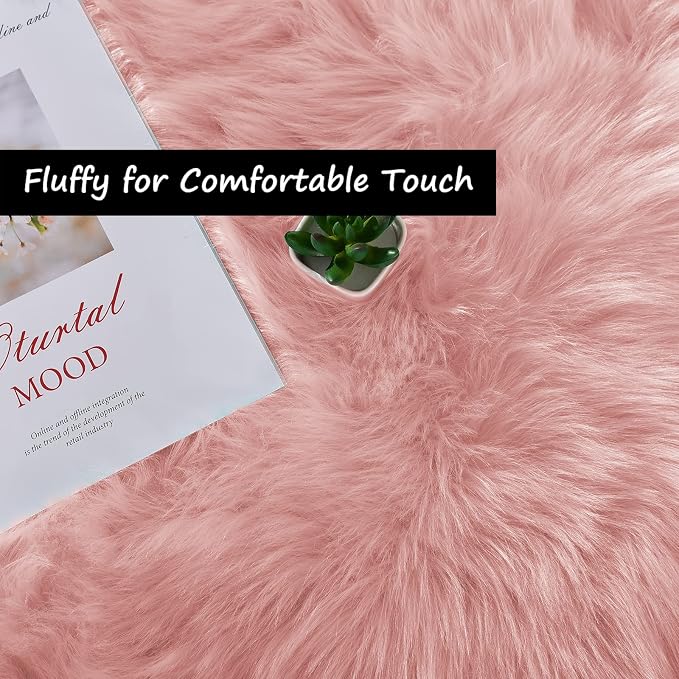Goolela Pink Area Rug 9x12 Fluffy Fuzzy Furry Rug - Image 5