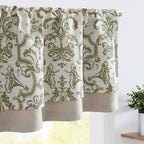 jinchan Linen Valance Curtain for Kitchen Vintage Damask Floral Blackout by JINCHAN