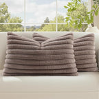 decorUhome Cozy Faux Fur Throw Pillow Covers 12x20 Set of 2 Decorative Soft by decorUhome