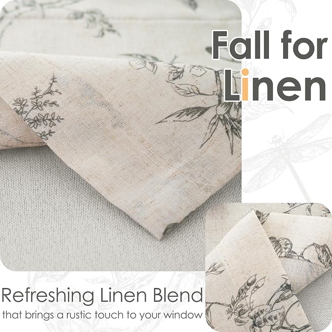 jinchan Floral Curtain Valance for Windows 16 Inch Linen Valance for Kitchen - Image 3