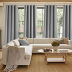 NICETOWN Short Faux Linen Light Grey Blackout Curtains 63 inches Long - Image 4