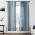 Nanspring Light Blue Linen Curtains 80 Inches Long 2 Panels Set by Nanspring