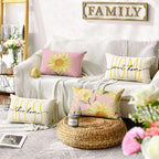 AVOIN colorlife Home Sweet Home Spring Summer Flowers Pink Throw Pillow Covers - Image 2