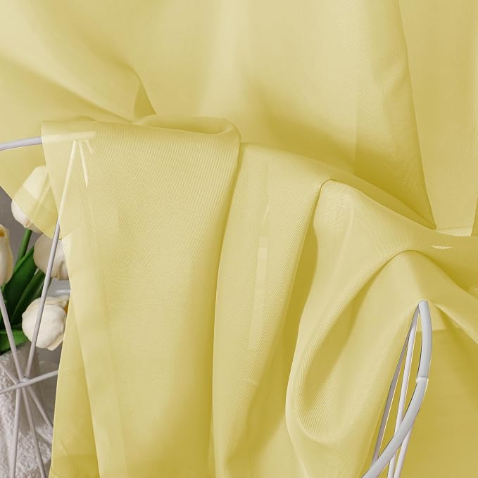 Aiyufeng Yellow Sheer Curtains 45 Inch Length 2 Panels Set, Light Filtering - Image 7