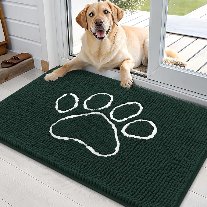 OLANLY Dog Door Mat for Muddy Paws 36x24, Paw Print Design, Absorbs Moisture by OLANLY