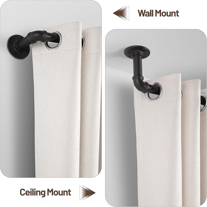Zeerobee Curtain Rods for Windows 32 to 72, 1 Inch Industrial Wrap Around Black - Image 8