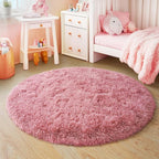 3'x3' Blush Round Rugs for Girls Bedroom, Ultra Soft Fluffy Circle Rug for Kids - Image 4