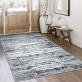 Lansny Modern Abstract 4x6 Living Room Washable Rug Non-Slip Soft Bedroom Area by lansny