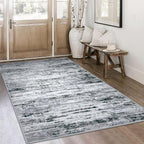 Lansny Modern Abstract 4x6 Living Room Washable Rug Non-Slip Soft Bedroom Area by lansny