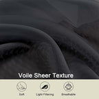 Black Sheer Curtains for Bedroom Living Room 45 Inch Length 2 Panels, Soft Airy - Image 3