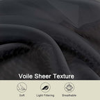 Black Sheer Curtain for Bedroom Living Room 72 Inches Long 2 Panels Set - Image 3