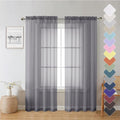 Lecloud Charcoal Grey Sheer Curtain Panels 72 Inch Length, Light Filtering by Lecloud